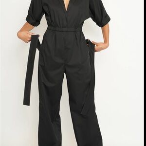 Cotton Poplin Beige Jumpsuit